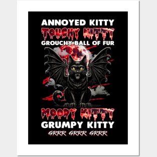 Cat Bat Annoyed Kitty Touchy Kitty Grouchy Ball Of Fur Moody Kitty Posters and Art